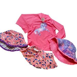 Girls' Swim Bundle sz 5 Rash Guard Sun Hat Swim Bottom Bundle